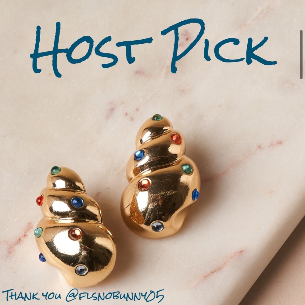 Groovy BIG 80’s Inspired Conch Shell Gem Earrings